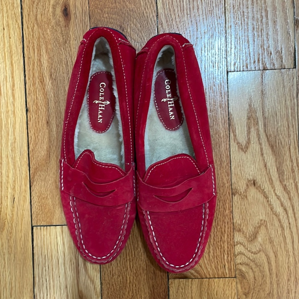 Cole Haan red moccasins NWOT